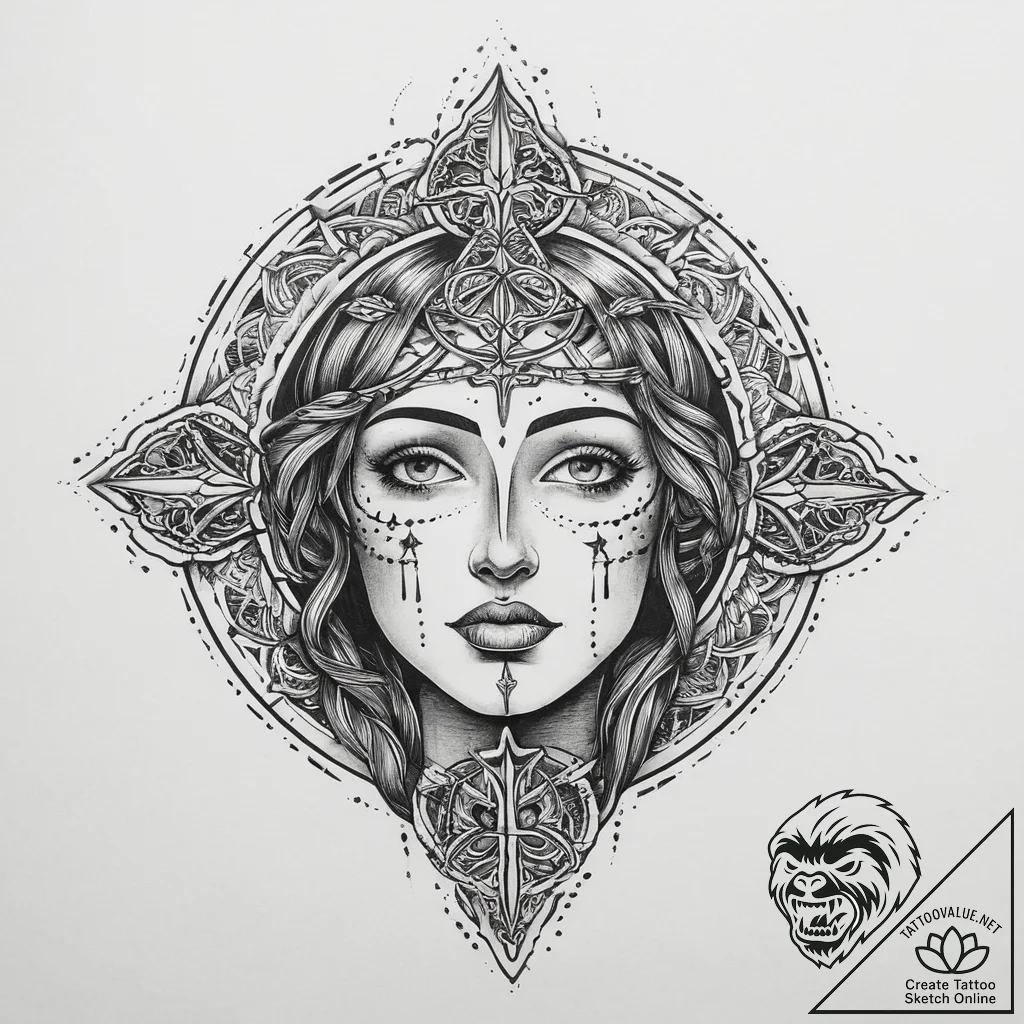 Tattoo sketch holy narrative, ink illustratio... - tattoo sketch (№1756498666_0, 29.08.2025 20:17) — tattoovalue.net
