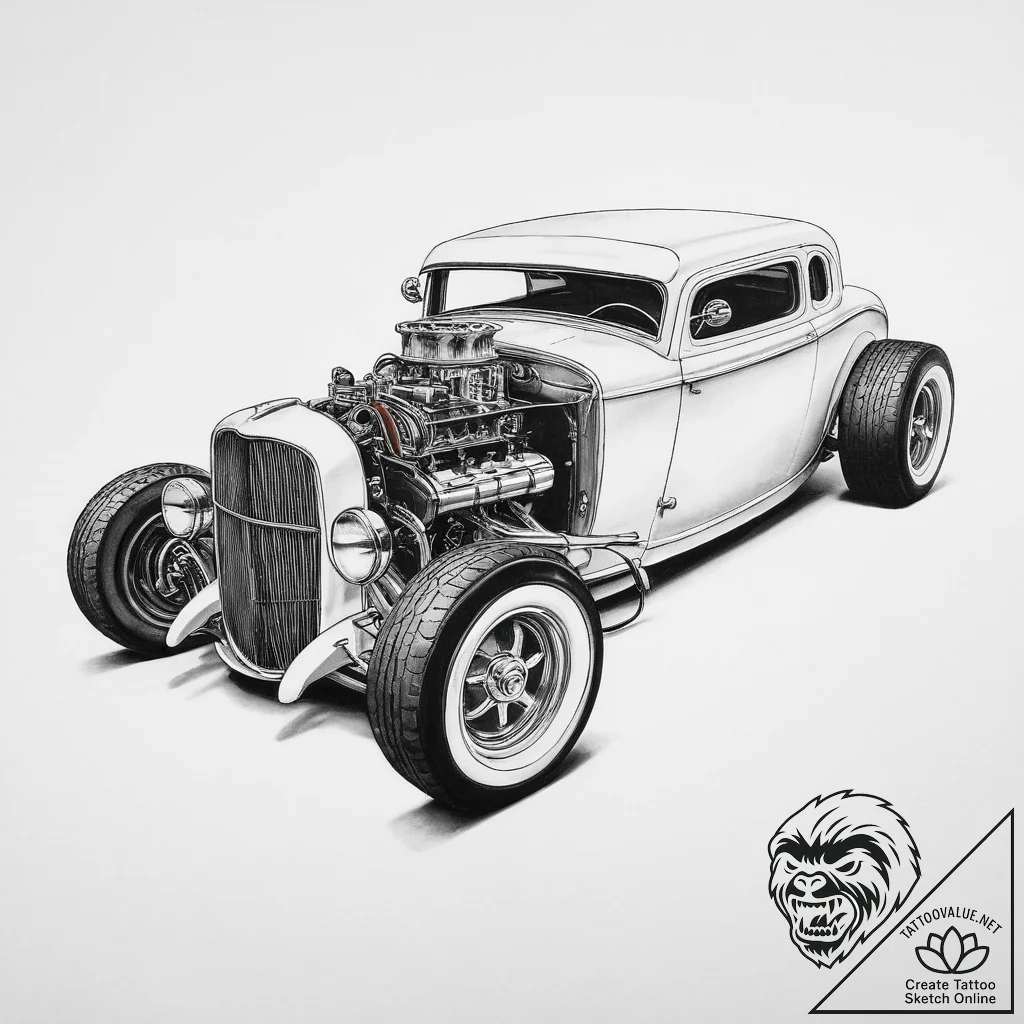 Tattoo sketch hot rod tattoo, concept art for... - tattoo sketch (№1756499466_0, 29.08.2025 20:31) — tattoovalue.net