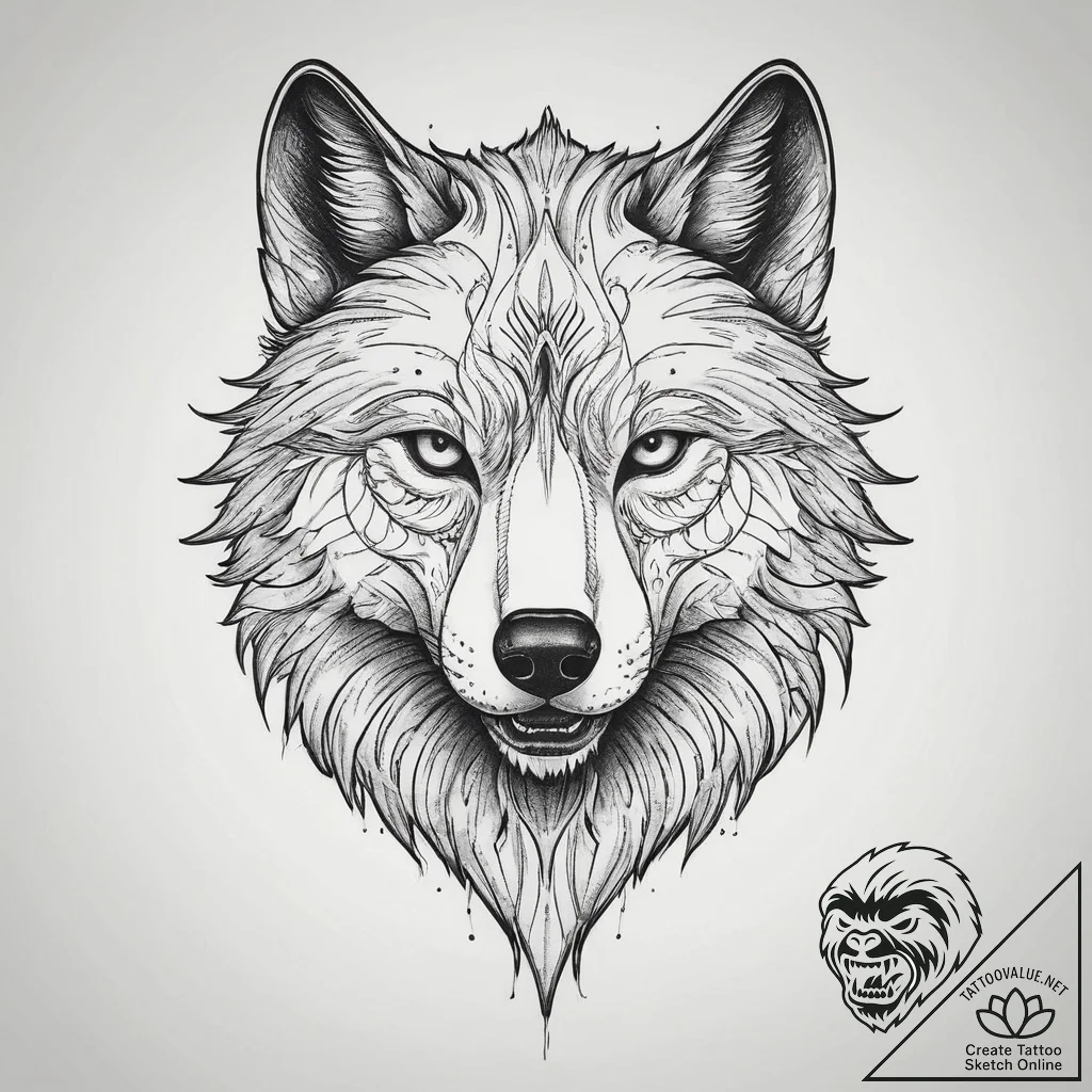 Tattoo sketch fenrir wolf, ink illustration f... - tattoo sketch (№1756500274_0, 29.08.2025 20:44) — tattoovalue.net