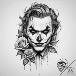 Tattoo sketch joker with a rose – tattoo sketch (№1756500874_0, 29.08.2025 20:54) — tattoovalue.net