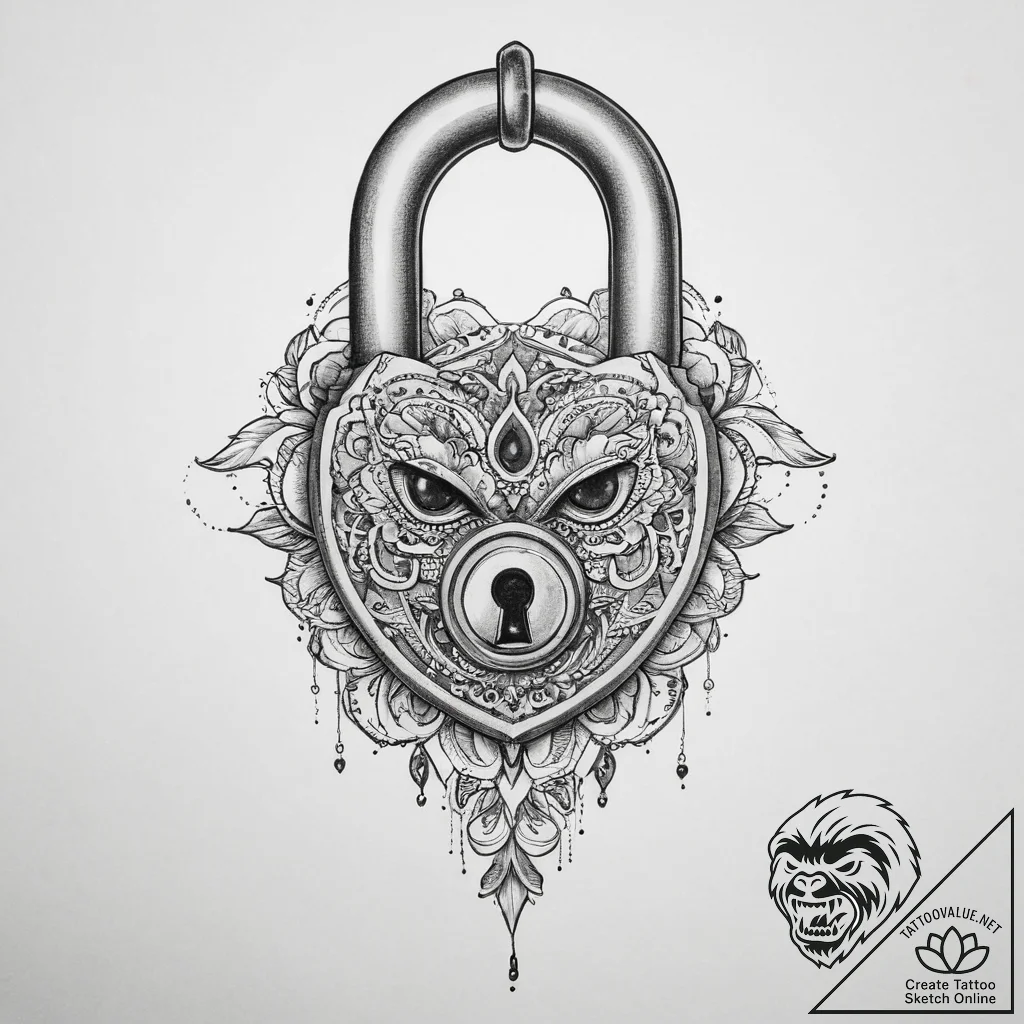 Tattoo sketch lock - tattoo sketch (№1756501680_0, 29.08.2025 21:08) — tattoovalue.net