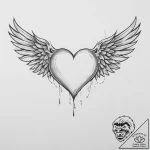 Tattoo sketch flying heart with wings – tattoo sketch (№1756502081_0, 29.08.2025 21:14) — tattoovalue.net