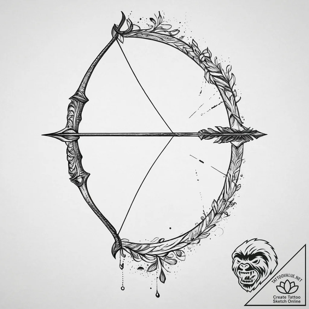 Tattoo sketch hunting a bow and arrow, tattoo... - tattoo sketch (№1756504686_0, 29.08.2025 21:58) — tattoovalue.net