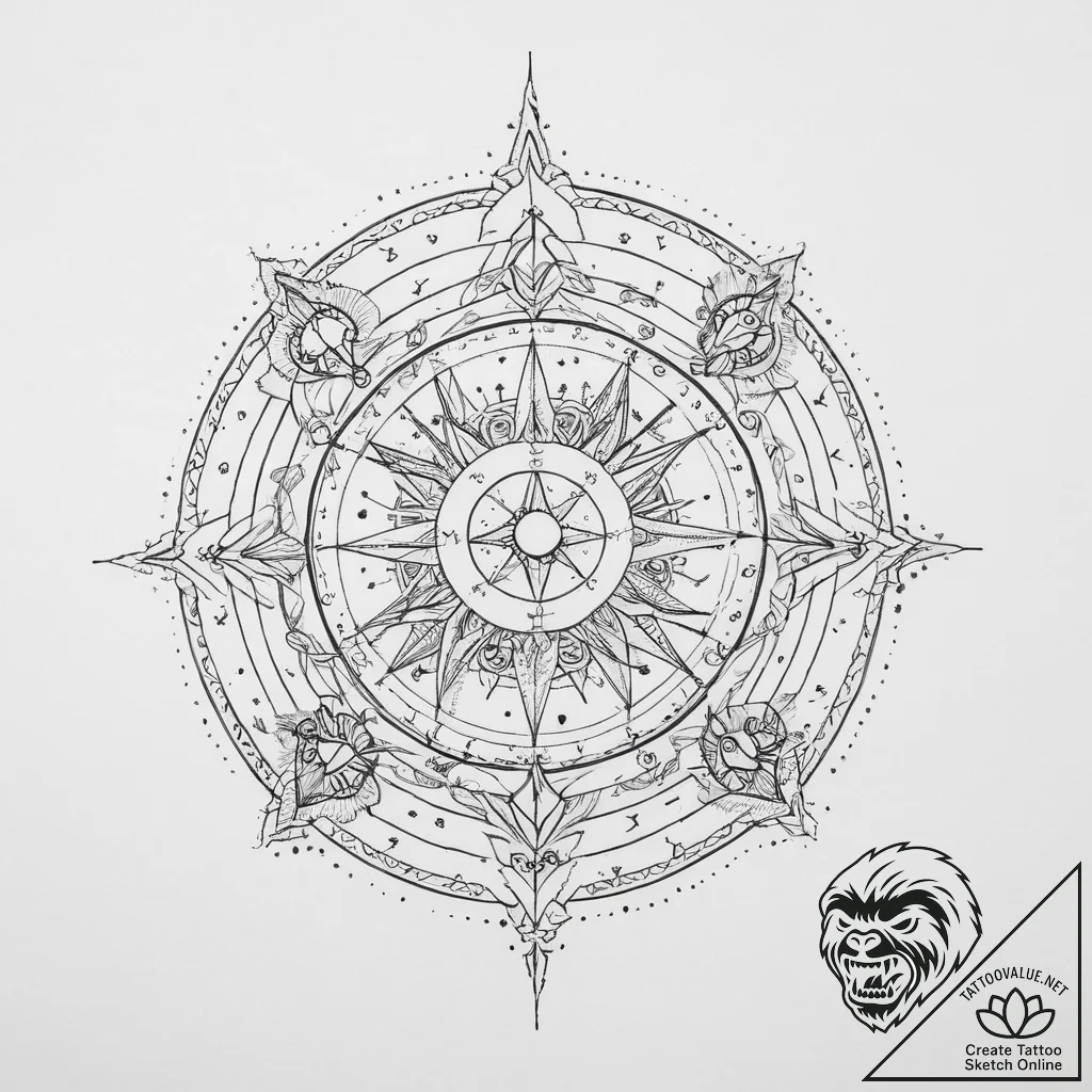 Tattoo sketch astrological symbols - tattoo sketch (№1756505894_0, 29.08.2025 22:18) — tattoovalue.net