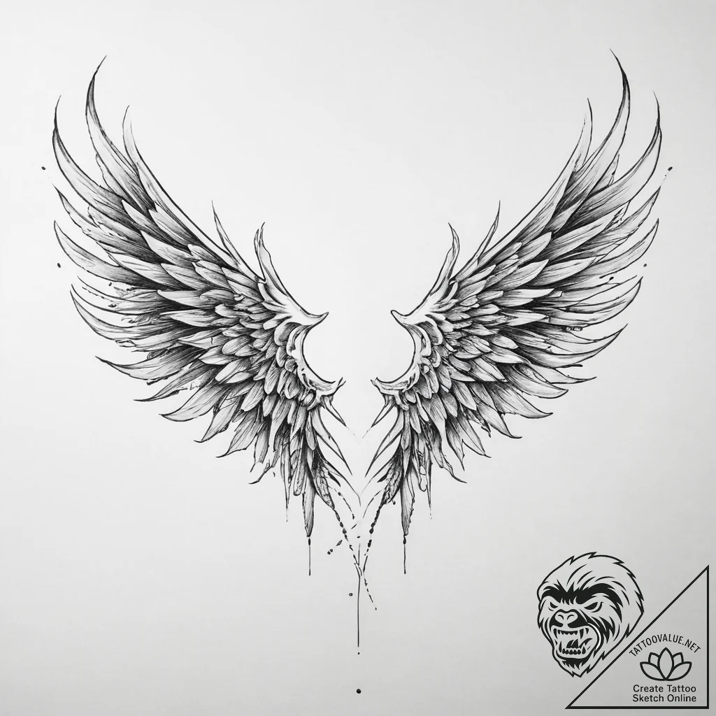 Tattoo sketch gothic крылья - tattoo sketch (№1756506497_0, 29.08.2025 22:28) — tattoovalue.net