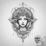 Tattoo sketch cosmic representation, ink illu… – tattoo sketch (№1756507497_0, 29.08.2025 22:44) — tattoovalue.net