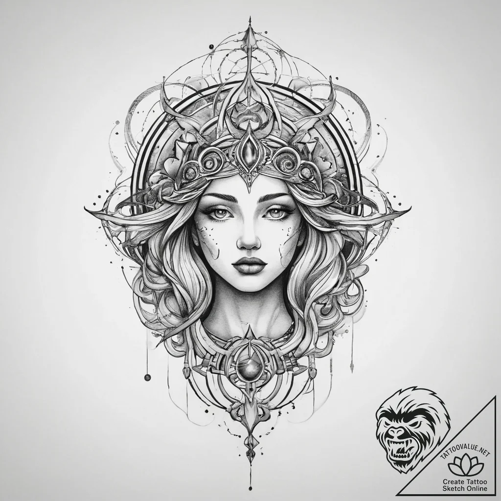 Tattoo sketch cosmic representation, ink illu... - tattoo sketch (№1756507497_0, 29.08.2025 22:44) — tattoovalue.net