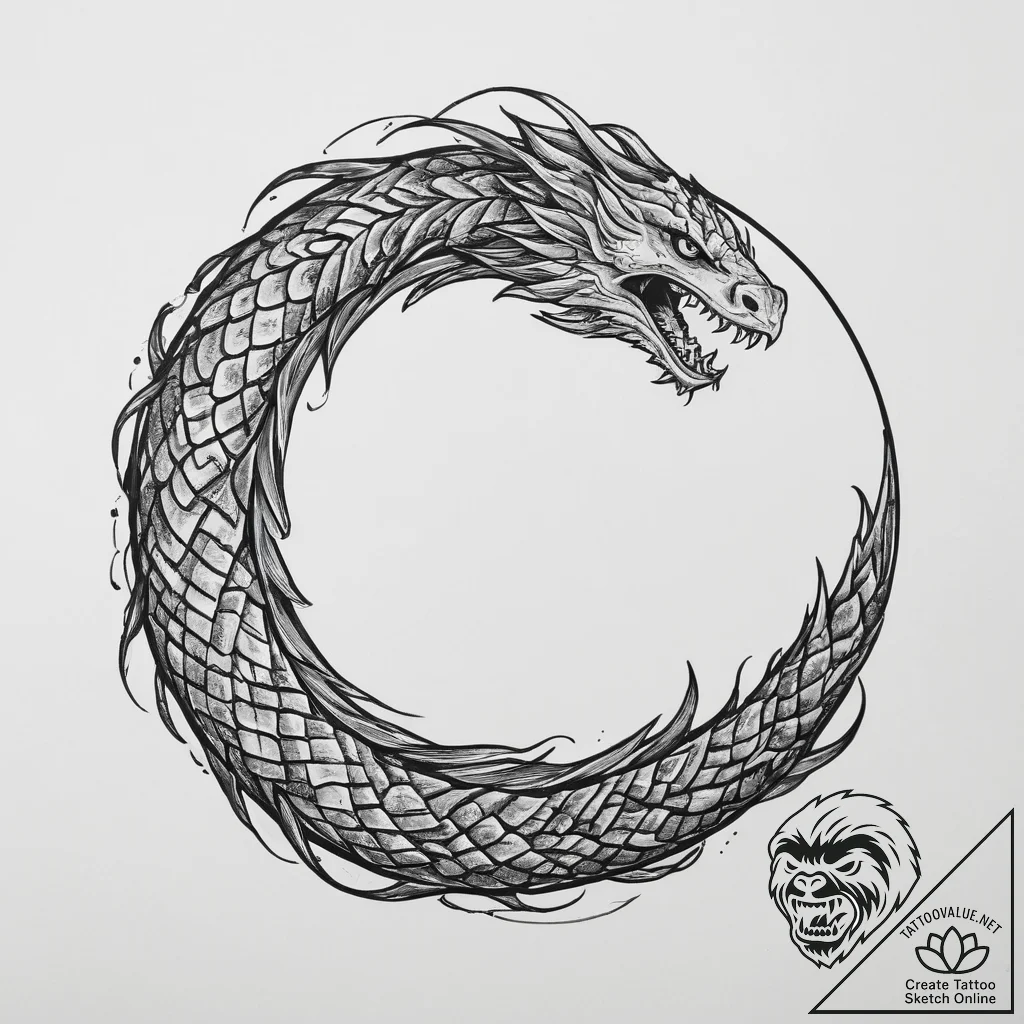 Tattoo sketch jormungandr circle, tattoo draw... - tattoo sketch (№1756508703_0, 29.08.2025 23:05) — tattoovalue.net