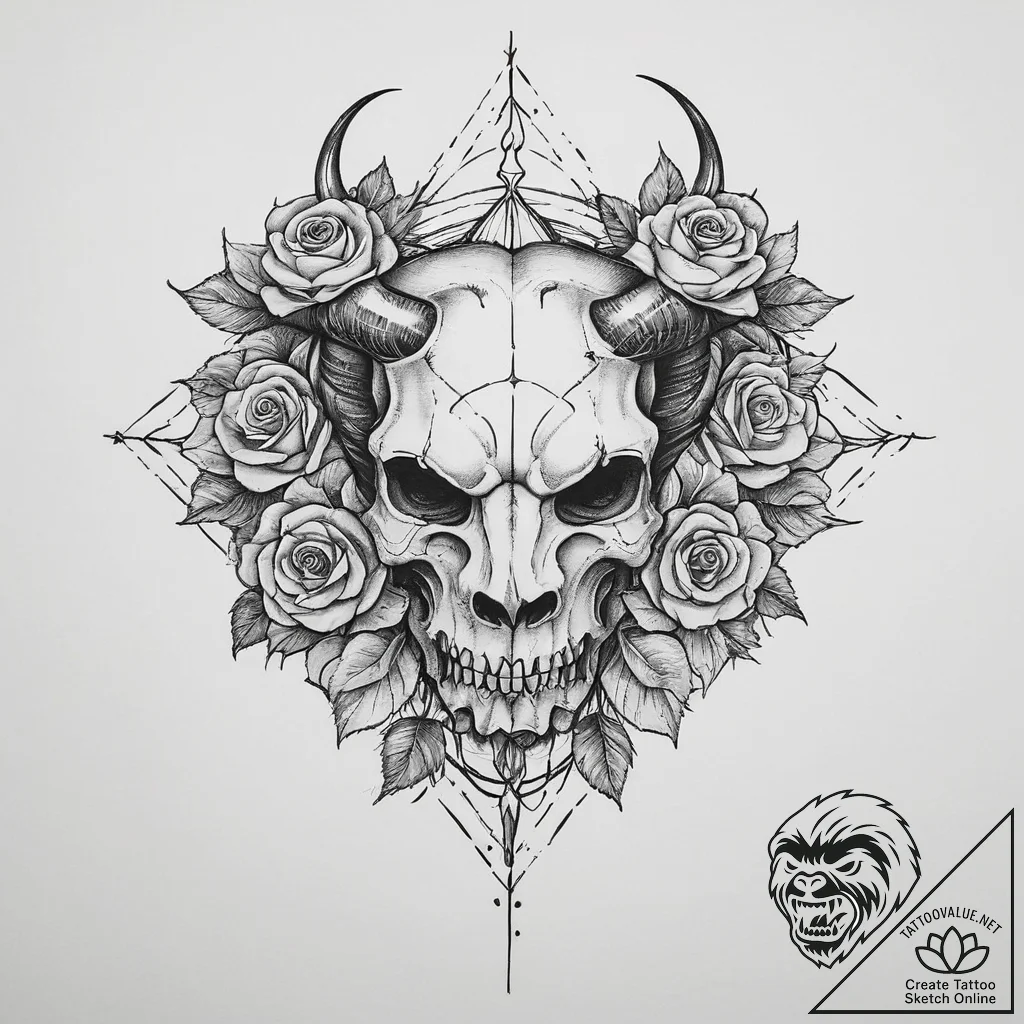 Tattoo sketch minotaur, tattoo line art, deta... - tattoo sketch (№1756509099_0, 29.08.2025 23:11) — tattoovalue.net