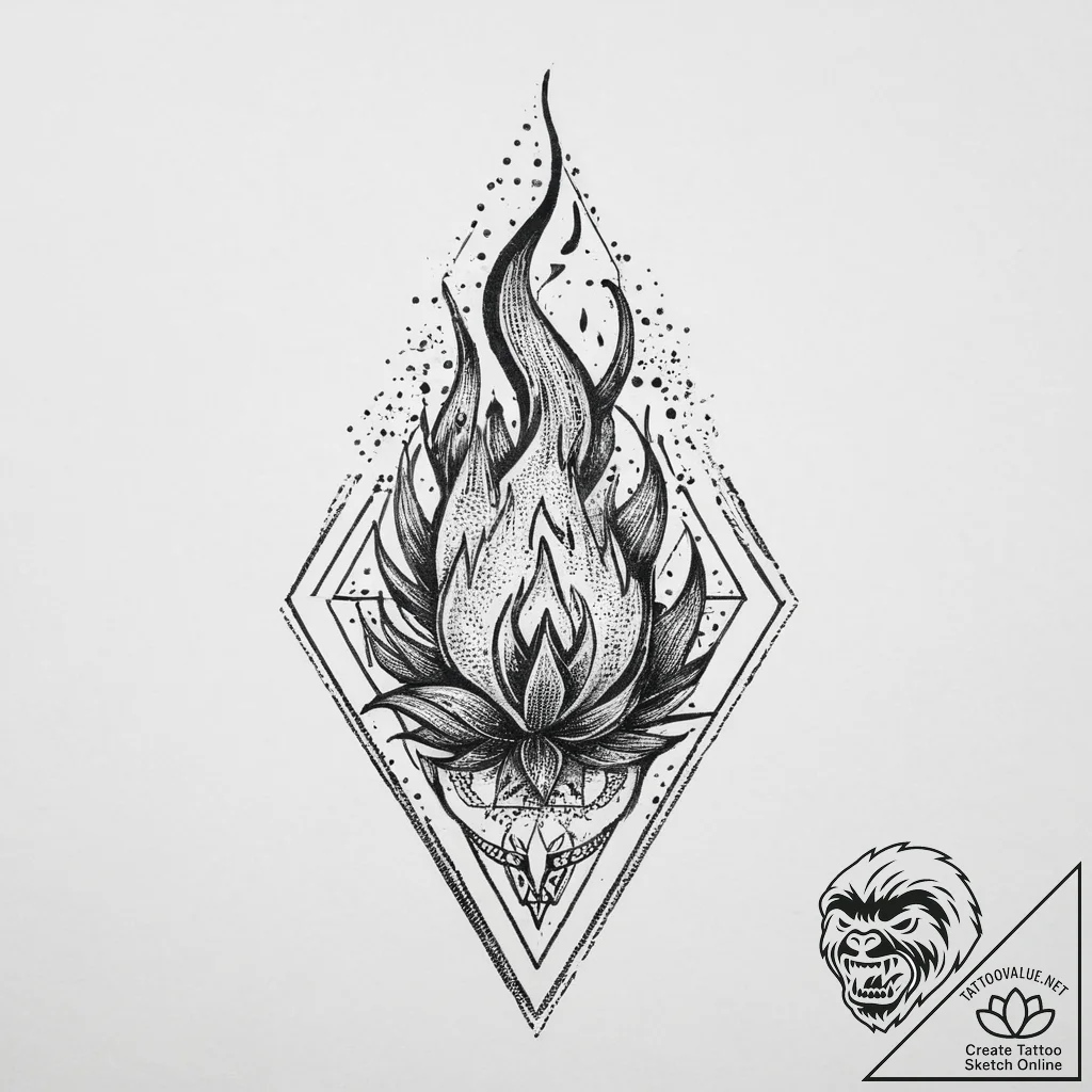 Tattoo sketch fire, concept art for tattoo, b... - tattoo sketch (№1756512917_0, 30.08.2025 00:15) — tattoovalue.net