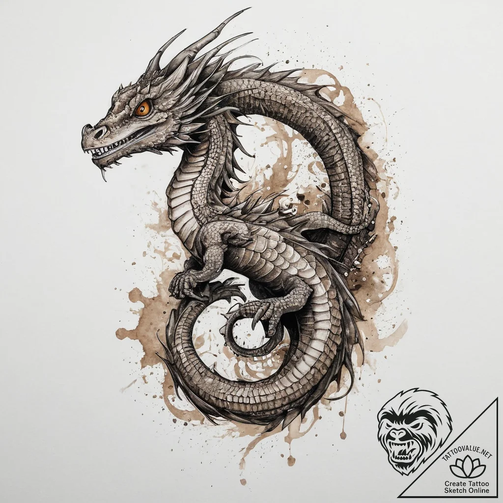 Tattoo sketch basilisk, tattoo line art, sepi... - tattoo sketch (№1756513931_0, 30.08.2025 00:32) — tattoovalue.net