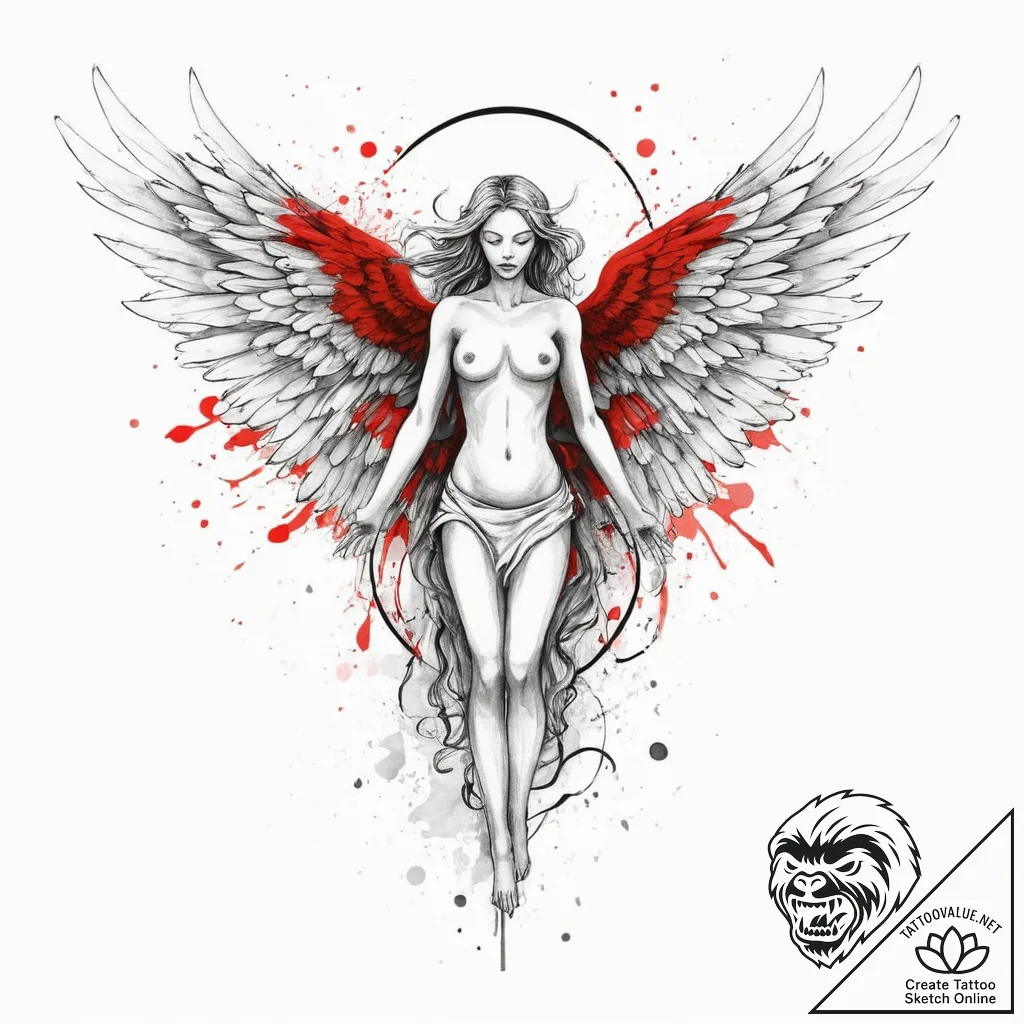 Tattoo sketch seraphim angel, concept art for... - tattoo sketch (№1756514133_0, 30.08.2025 00:35) — tattoovalue.net