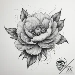 Tattoo sketch peony with flowing lines, tatto… – tattoo sketch (№1756514737_0, 30.08.2025 00:45) — tattoovalue.net