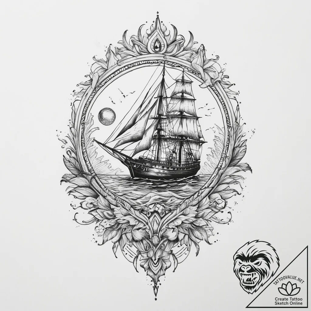 Tattoo sketch mystical representation, ink il... - tattoo sketch (№1756515542_0, 30.08.2025 00:59) — tattoovalue.net
