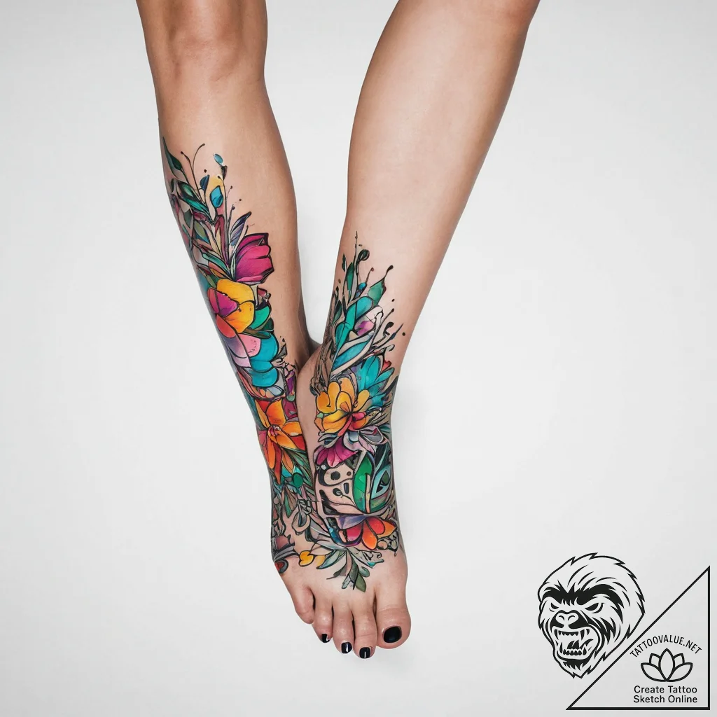 Tattoo sketch foot, tattoo line art, bold out... - tattoo sketch (№1756515948_0, 30.08.2025 01:05) — tattoovalue.net