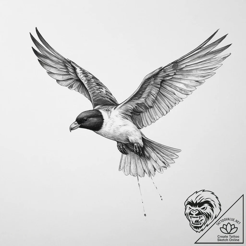 Tattoo sketch petrel - tattoo sketch (№1756516147_0, 30.08.2025 01:09) — tattoovalue.net