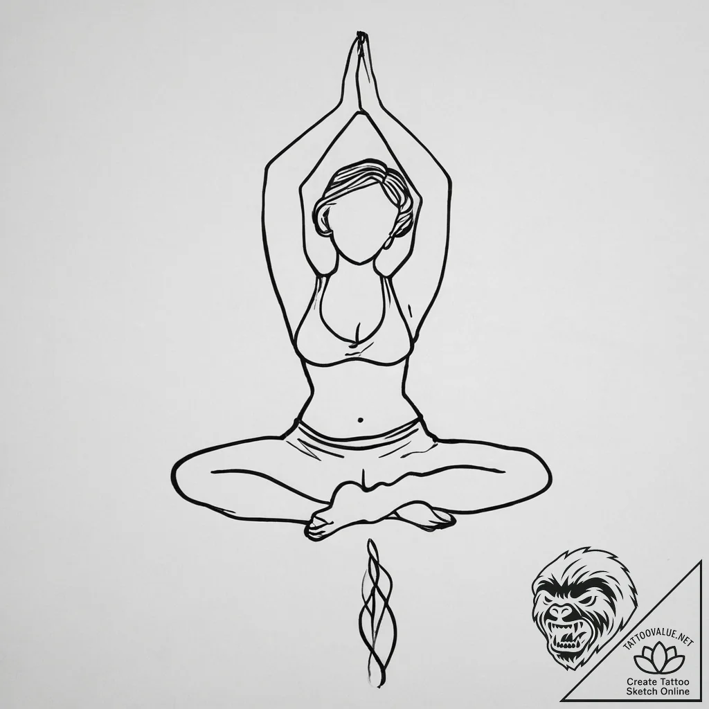 Tattoo sketch yoga yoga pose silhouette, conc... - tattoo sketch (№1756517157_0, 30.08.2025 01:25) — tattoovalue.net