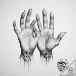 Tattoo sketch hands with a ghoul – tattoo sketch (№1756518758_0, 30.08.2025 01:52) — tattoovalue.net