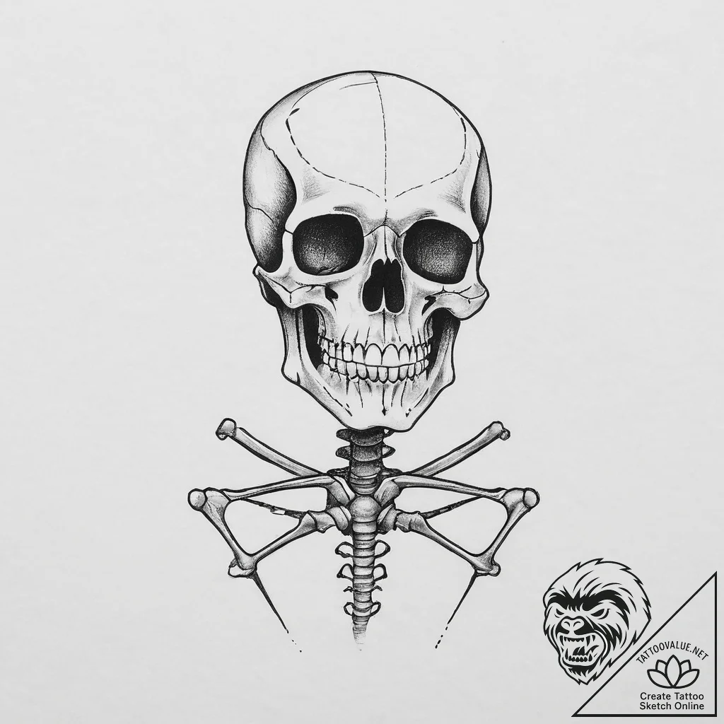 Tattoo sketch скелет, ink illustration for ta... - tattoo sketch (№1756518956_0, 30.08.2025 01:55) — tattoovalue.net