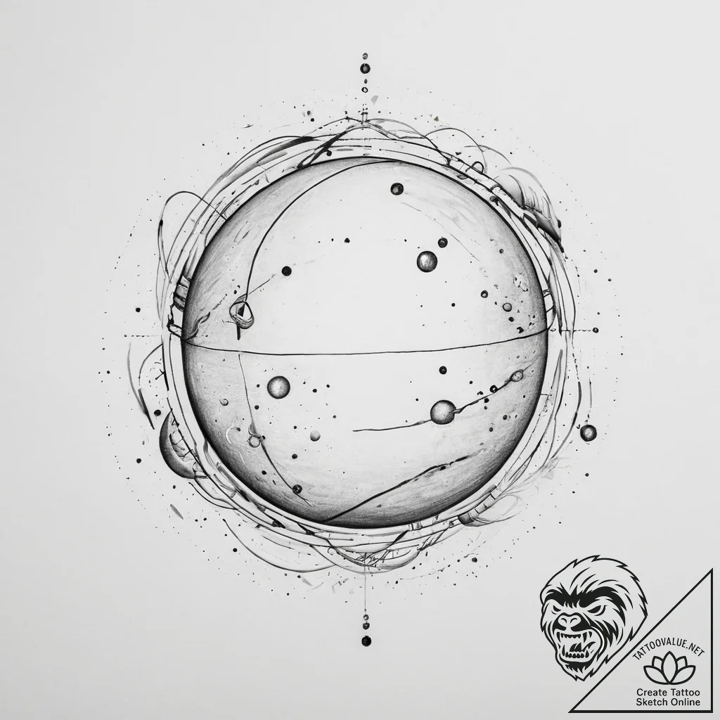 Tattoo sketch cosmic sphere - tattoo sketch (№1756519158_0, 30.08.2025 01:59) — tattoovalue.net
