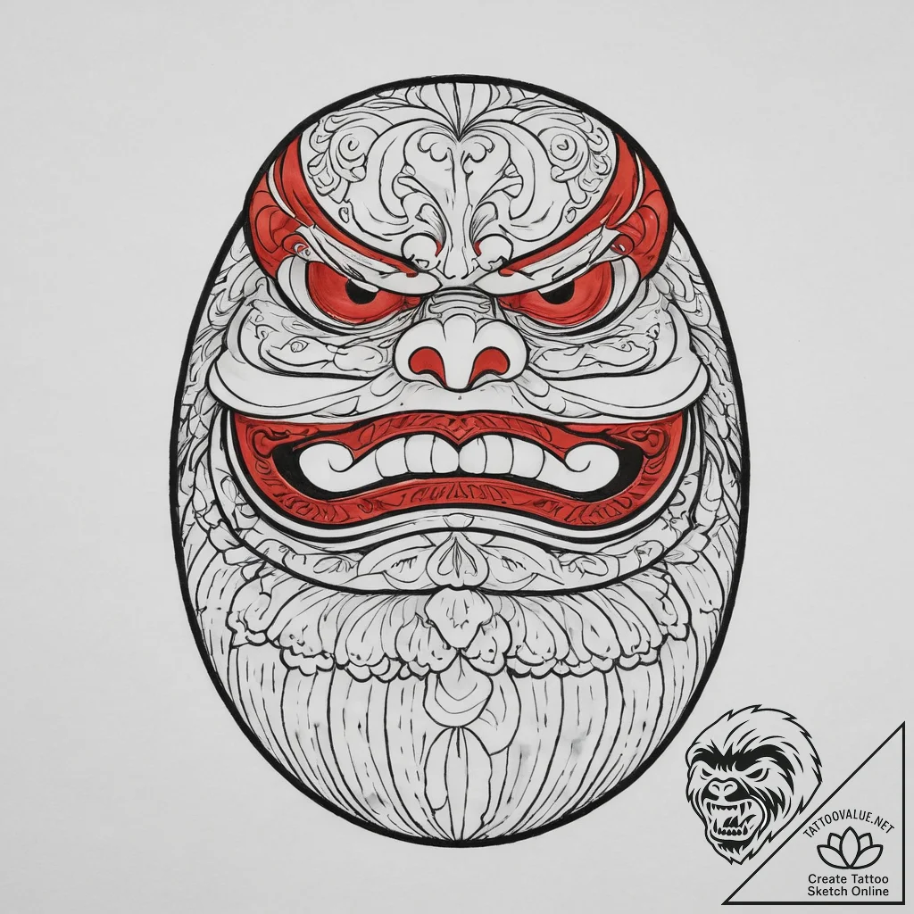 Tattoo sketch japanese daruma doll, tattoo fl... - tattoo sketch (№1756519560_0, 30.08.2025 02:06) — tattoovalue.net