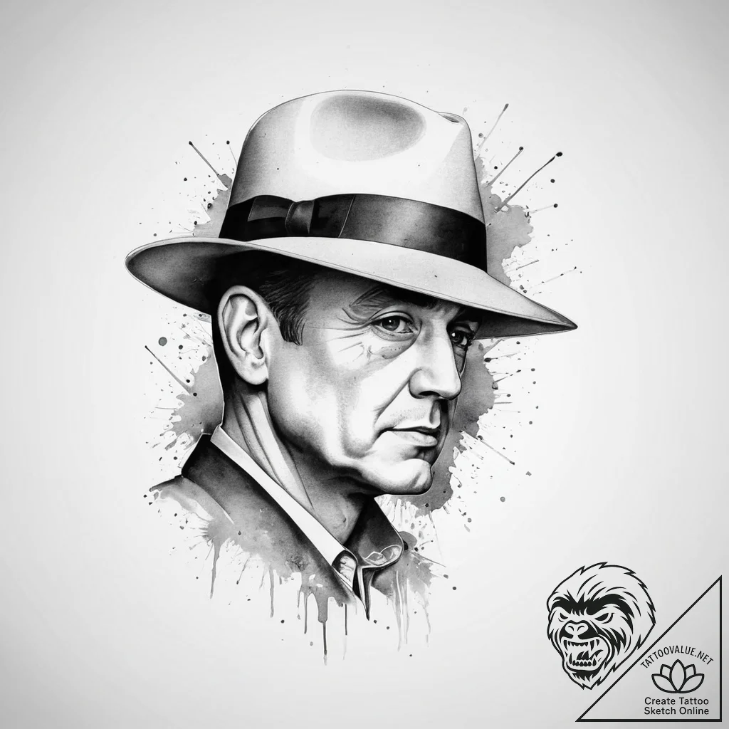 Tattoo sketch paul castellano with a hat, con... - tattoo sketch (№1756520356_0, 30.08.2025 02:19) — tattoovalue.net