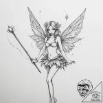 Tattoo sketch fairy with a wand – tattoo sketch (№1756520754_0, 30.08.2025 02:25) — tattoovalue.net