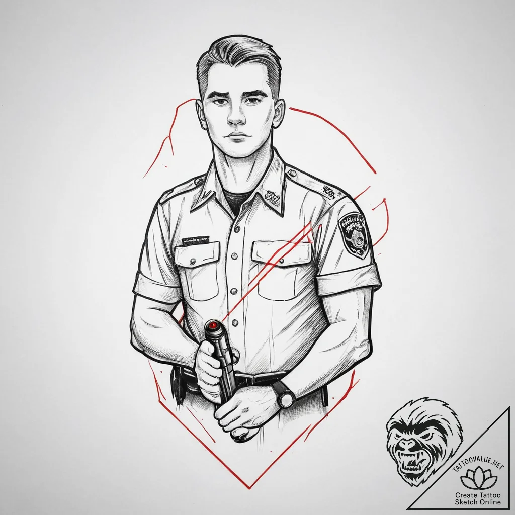 Tattoo sketch security guard a person with a... - tattoo sketch (№1756521947_0, 30.08.2025 02:45) — tattoovalue.net