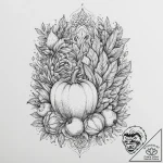 Tattoo sketch cutting board with vegetables,… – tattoo sketch (№1756524728_0, 30.08.2025 03:32) — tattoovalue.net