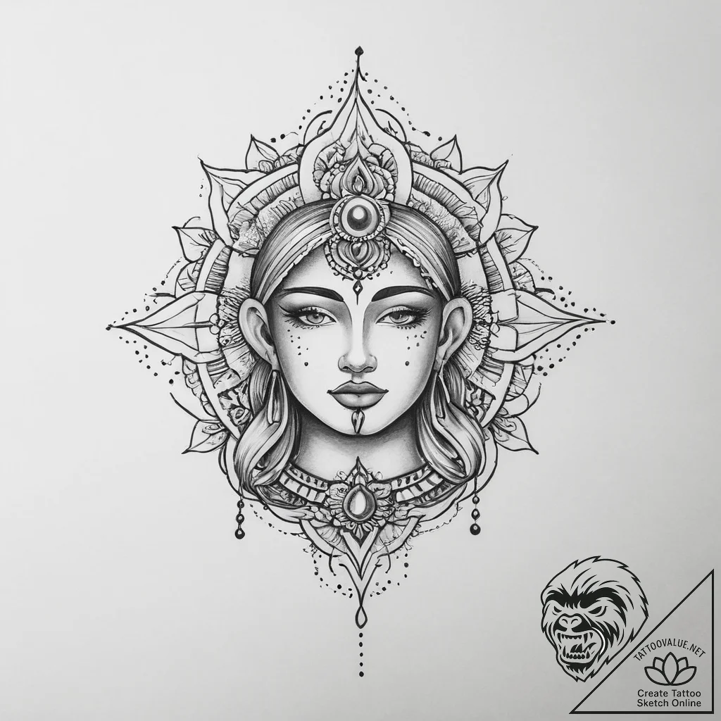 Tattoo sketch spiritual spirit - tattoo sketch (№1756524927_0, 30.08.2025 03:35) — tattoovalue.net
