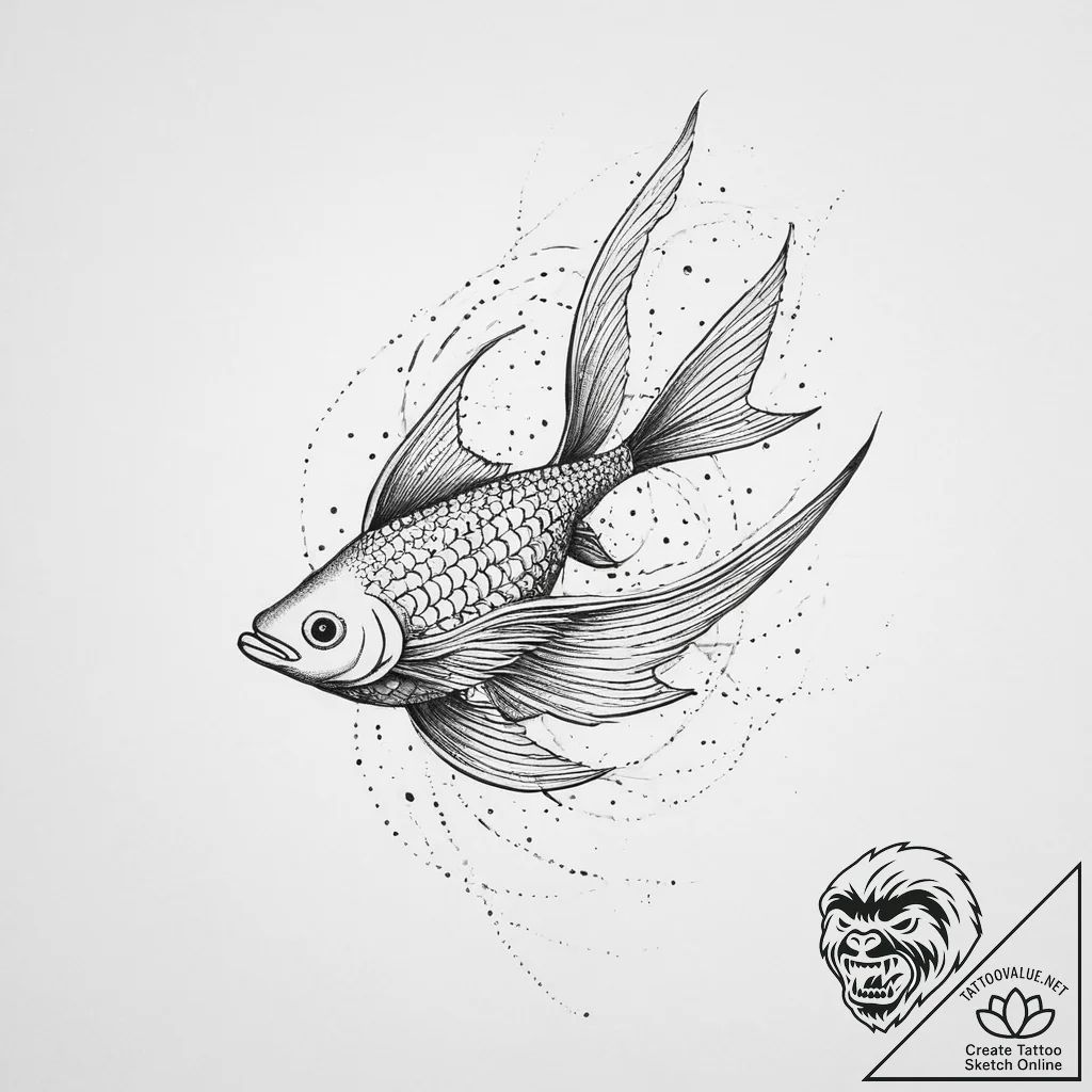 Tattoo sketch flying fish, ink illustration f... - tattoo sketch (№1756526913_0, 30.08.2025 04:08) — tattoovalue.net