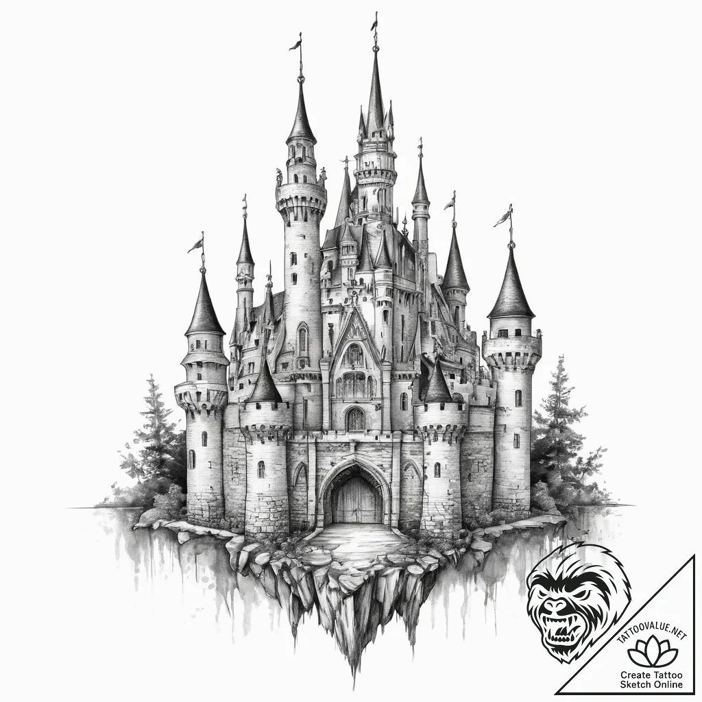 Tattoo sketch gothic замок - tattoo sketch (№1756527112_0, 30.08.2025 04:11) — tattoovalue.net