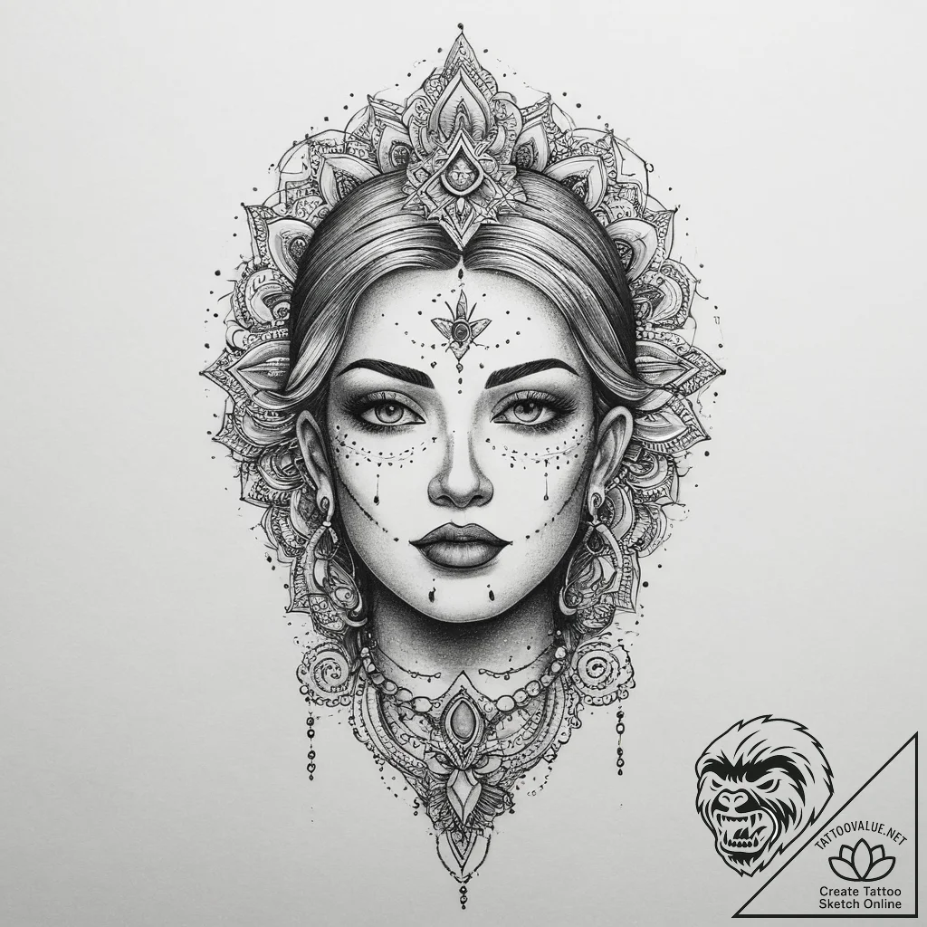 Tattoo sketch holy person, artistic tattoo sk... - tattoo sketch (№1756529097_0, 30.08.2025 04:44) — tattoovalue.net