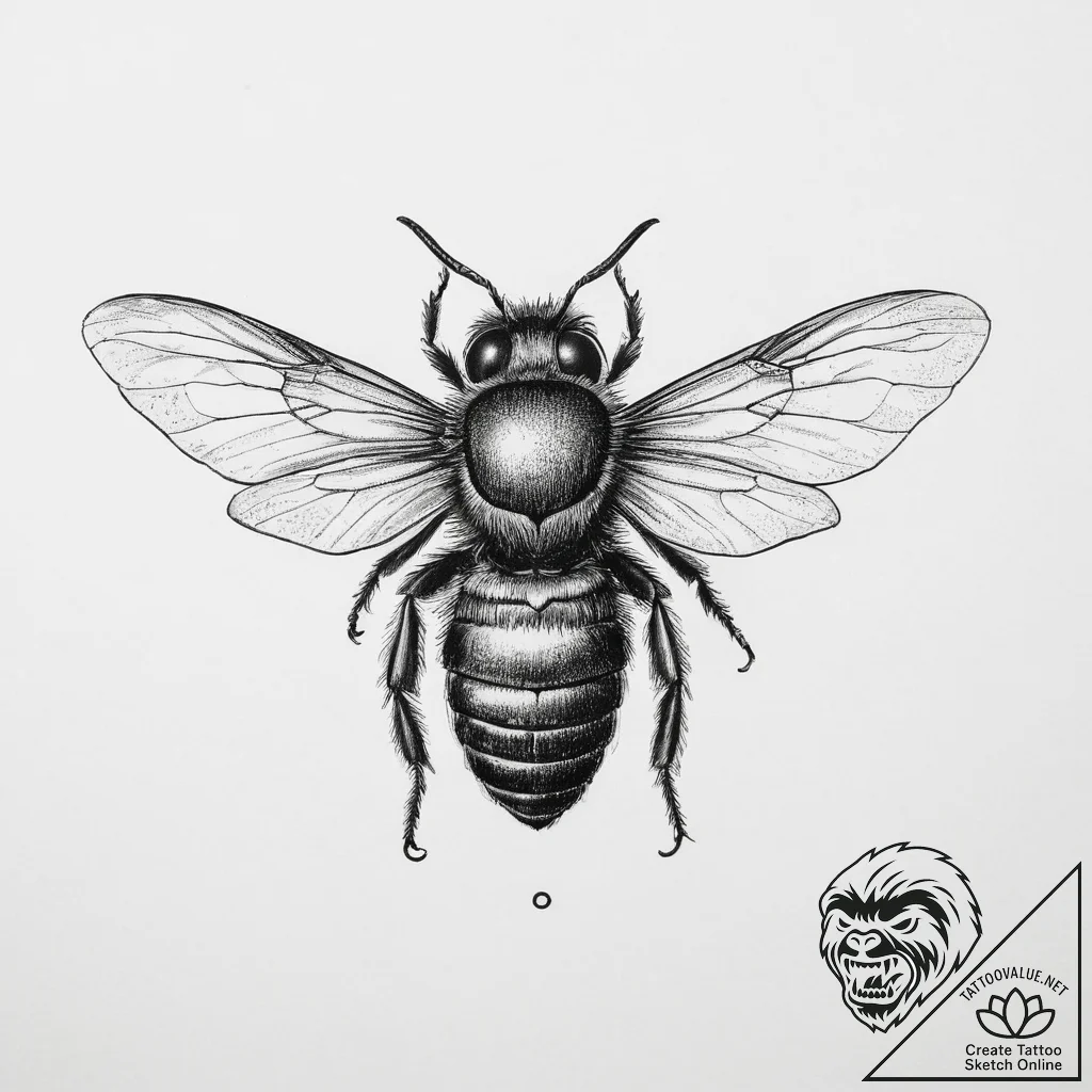 Tattoo sketch carpenter bee, artistic tattoo... - tattoo sketch (№1756529891_0, 30.08.2025 04:58) — tattoovalue.net