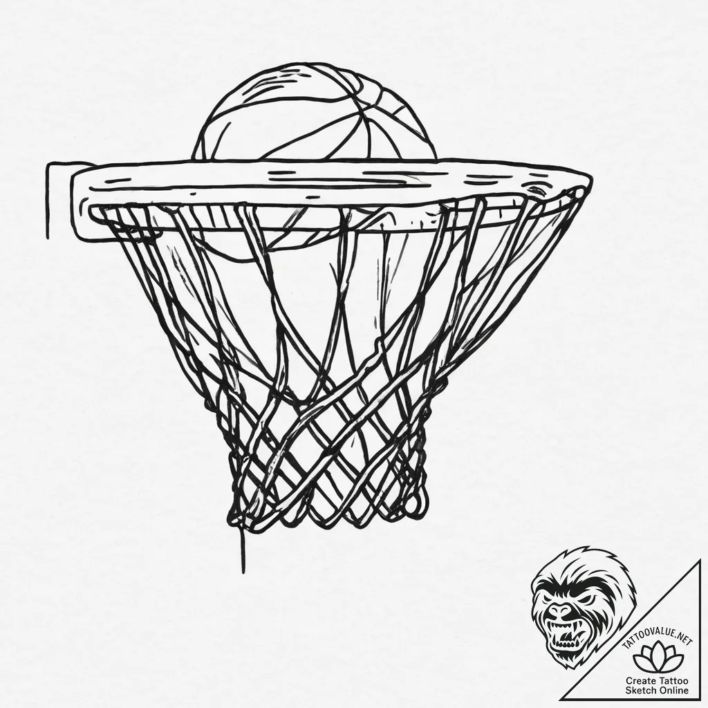 Tattoo sketch basketball basketball and hoop,... - tattoo sketch (№1756530874_0, 30.08.2025 05:14) — tattoovalue.net