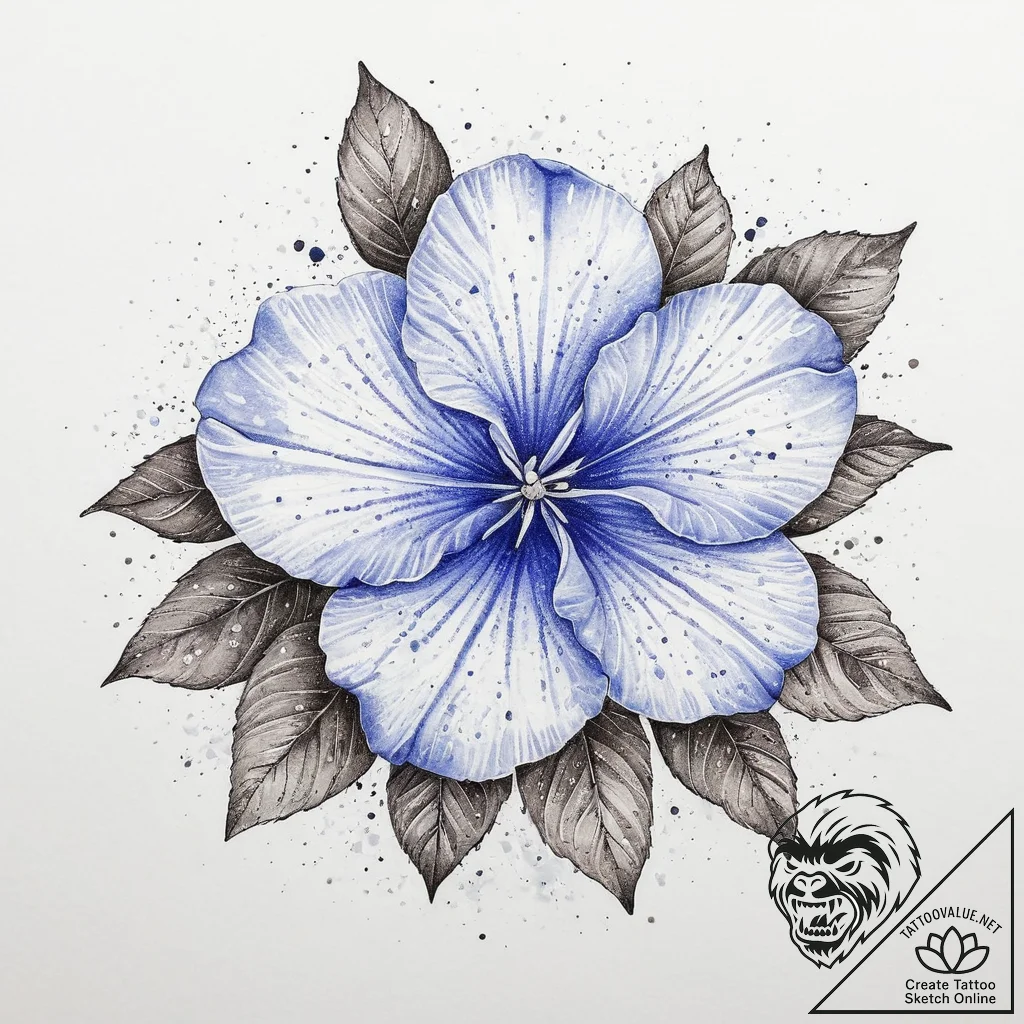 Tattoo sketch periwinkle flower, ink illustra... - tattoo sketch (№1756531070_0, 30.08.2025 05:17) — tattoovalue.net