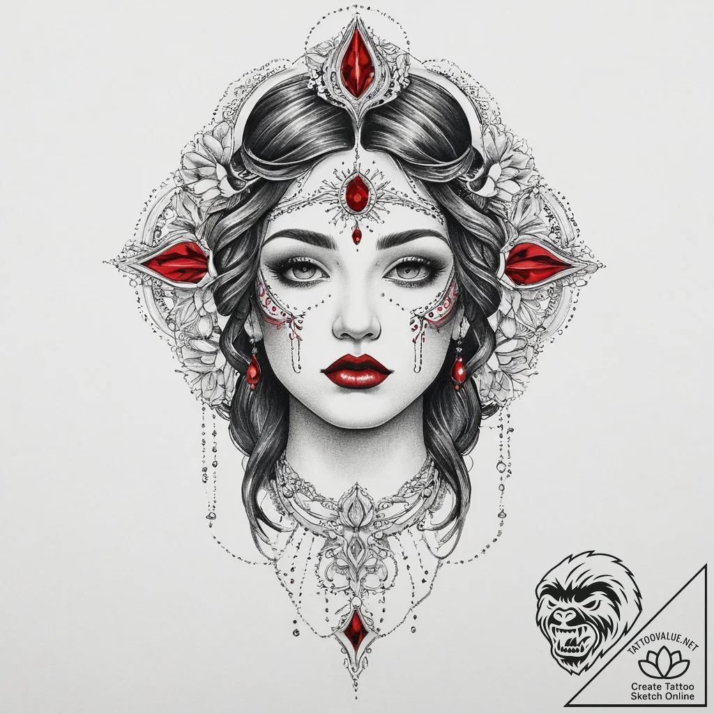 Tattoo sketch divine being, ink illustration... - tattoo sketch (№1756531660_0, 30.08.2025 05:27) — tattoovalue.net