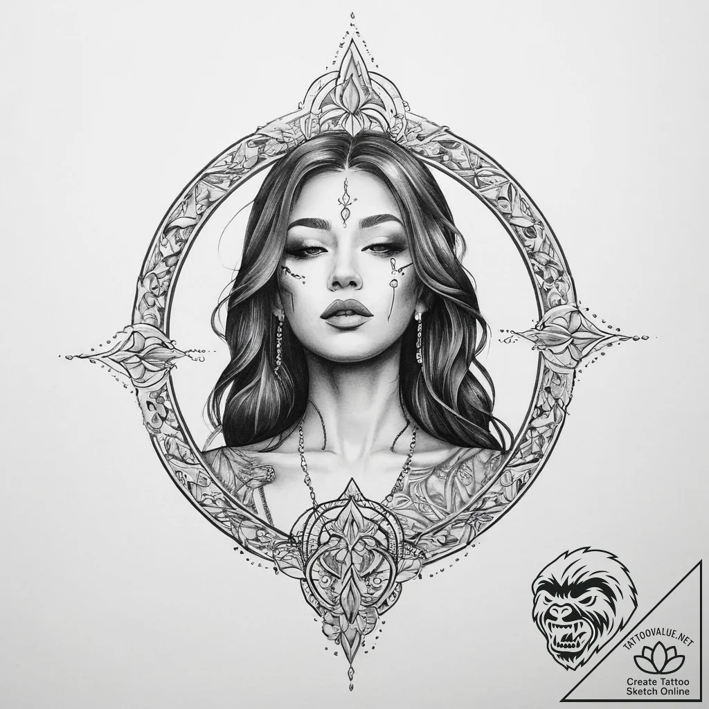Tattoo sketch sacred scene - tattoo sketch (№1756534411_0, 30.08.2025 06:13) — tattoovalue.net