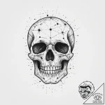 Tattoo sketch череп с созвездием, tattoo line… – tattoo sketch (№1756537549_0, 30.08.2025 07:05) — tattoovalue.net