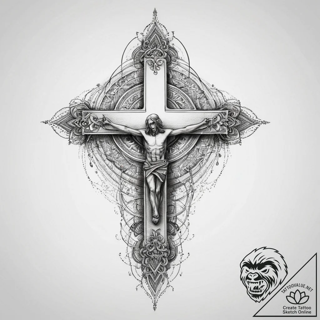 Tattoo sketch sacred scene, artistic tattoo s... - tattoo sketch (№1756538925_0, 30.08.2025 07:28) — tattoovalue.net