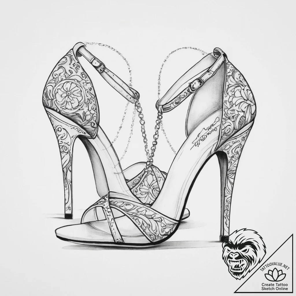 Tattoo sketch high heel tattoo - tattoo sketch (№1756539515_0, 30.08.2025 07:38) — tattoovalue.net