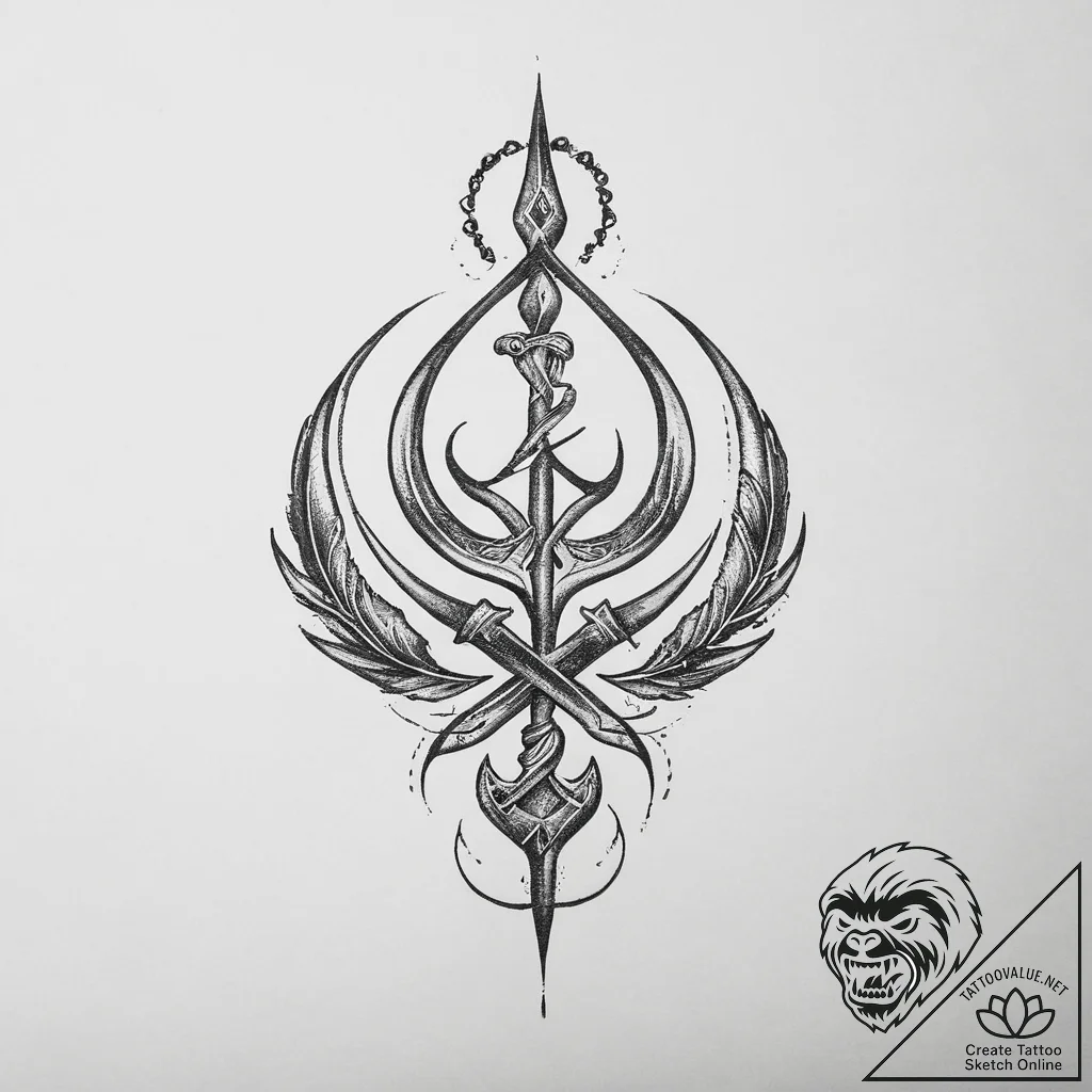 Tattoo sketch sikh khanda symbol - tattoo sketch (№1756539710_0, 30.08.2025 07:41) — tattoovalue.net