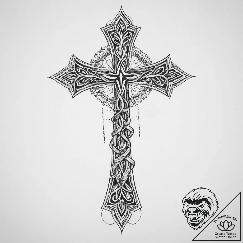Tattoo sketch ankh cross, ink illustration fo... - tattoo sketch (№1756540496_0, 30.08.2025 07:54) — tattoovalue.net