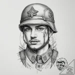 Tattoo sketch soldier with a thread, tattoo d… – tattoo sketch (№1756541086_0, 30.08.2025 08:04) — tattoovalue.net