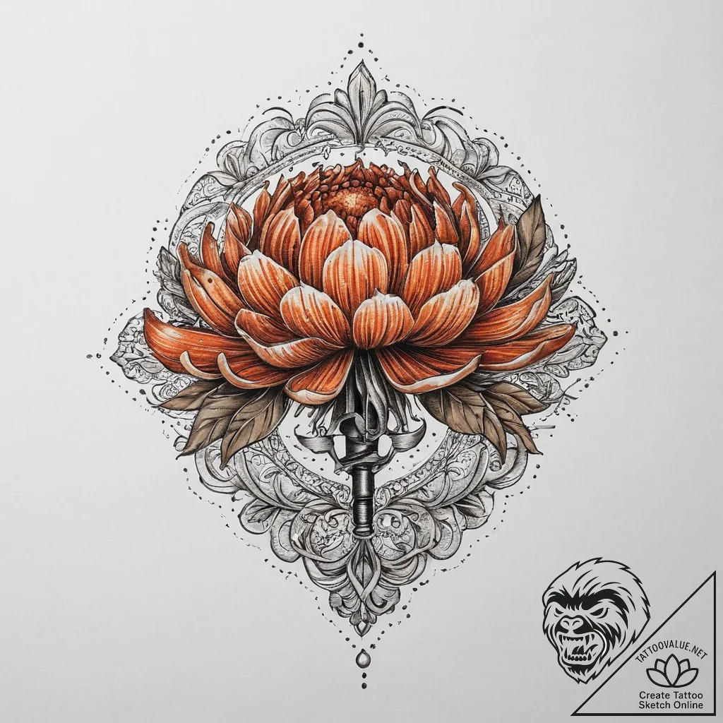 Tattoo sketch sewing a pin cushion, ink illus... - tattoo sketch (№1756541283_0, 30.08.2025 08:08) — tattoovalue.net