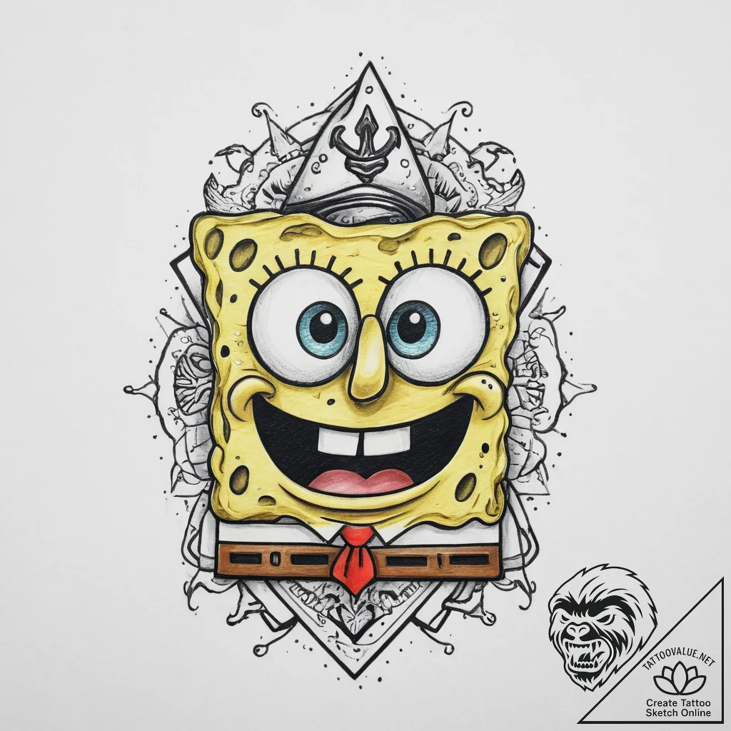 Tattoo sketch spongebob squarepants with squi... - tattoo sketch (№1756541871_0, 30.08.2025 08:17) — tattoovalue.net