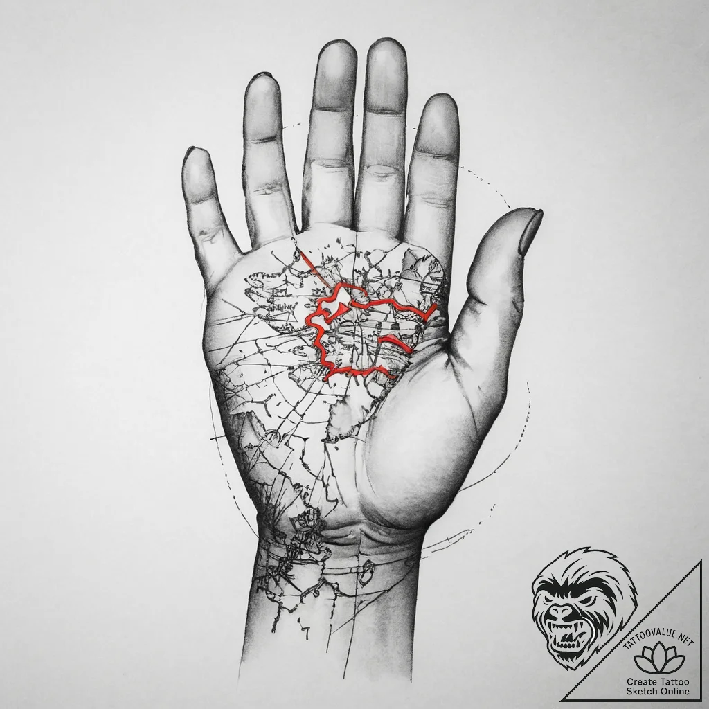 Tattoo sketch hands with a map, tattoo sketch... - tattoo sketch (№1756542265_0, 30.08.2025 08:24) — tattoovalue.net