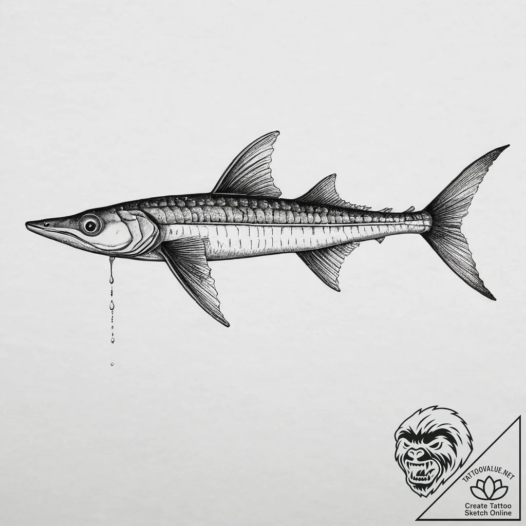Tattoo sketch needlefish, tattoo flash sheet... - tattoo sketch (№1756543247_0, 30.08.2025 08:40) — tattoovalue.net