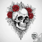 Tattoo sketch череп с розами, concept art for… – tattoo sketch (№1756543443_0, 30.08.2025 08:44) — tattoovalue.net