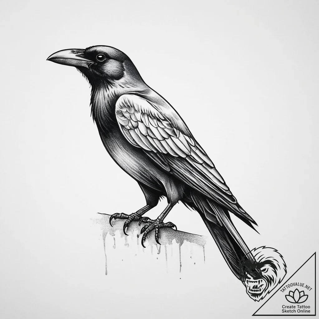 Tattoo sketch hands with a crow, concept art... - tattoo sketch (№1756543640_0, 30.08.2025 08:47) — tattoovalue.net